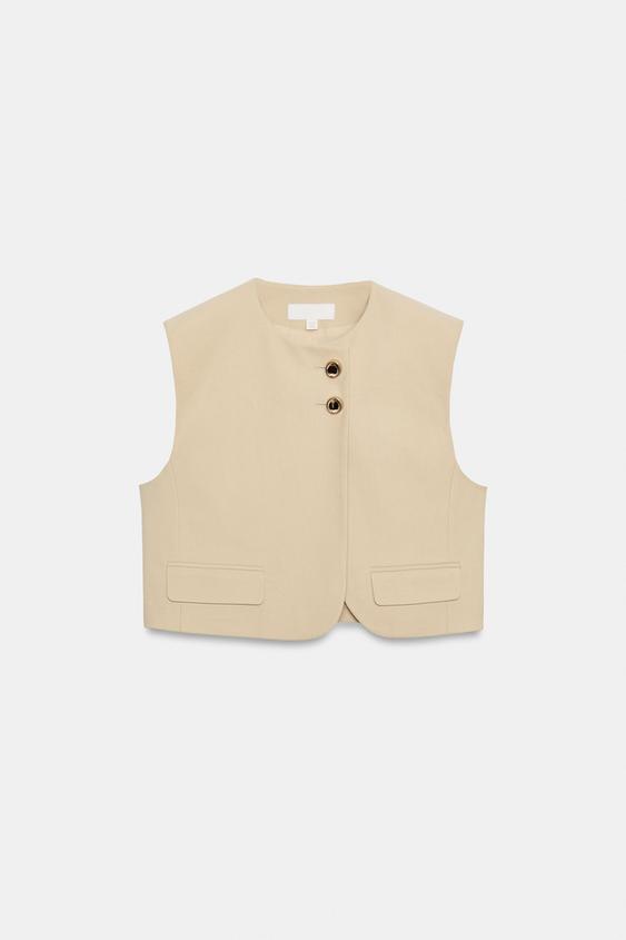 CHALECO BOTONES - Beige de Zara - Imagen 0