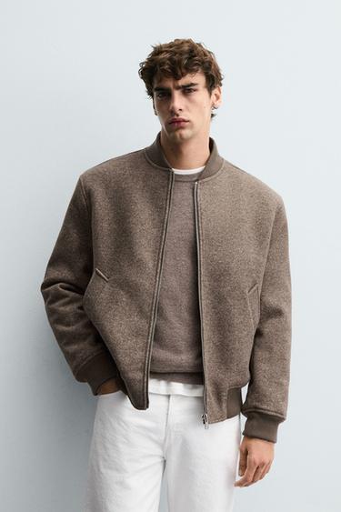 جاكيت بومبر ممزوج - بيج الخاص بـ Zara