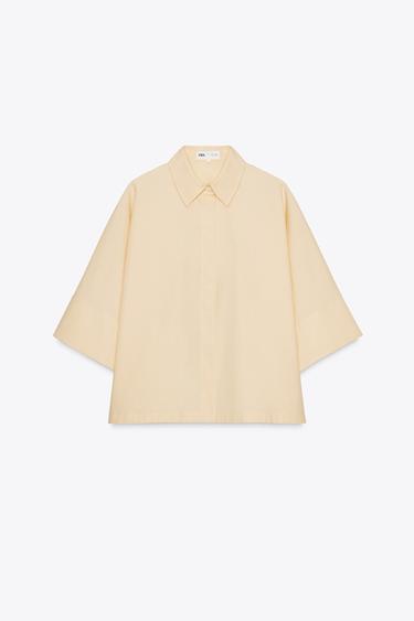CAMISA POPELÍN ZW COLLECTION - Amarillo de Zara