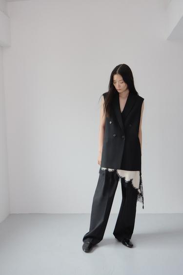 ZW 컬렉션 오버사이즈 더블 브레스트 베스트 - Zara 블랙