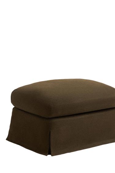 غلاف كتان لمسند القدمين FOOTSTOOL 01 - كاكي الخاص بـ Zara
