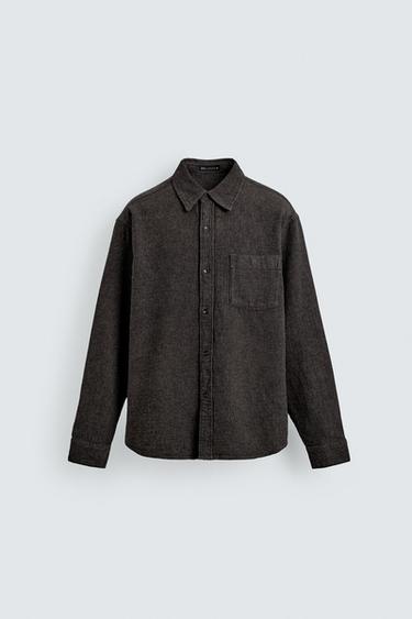 Zara NATKOŠULJA OD STRUKTURIRANE TKANINE RELAXED FIT KROJA – Smeđa