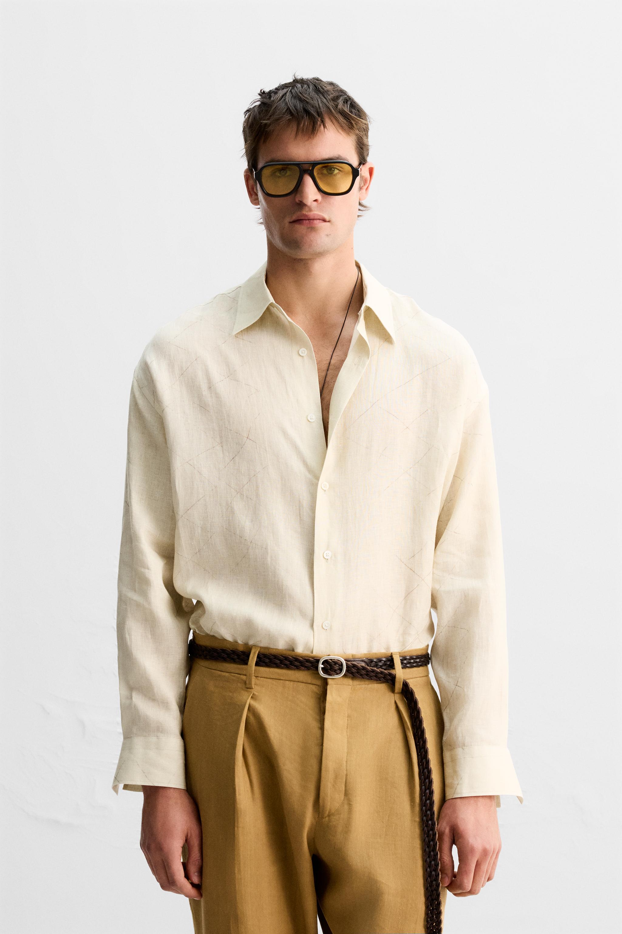美品・希少】ZARA ザラ メンズ BTSテテ着用 鳥柄 長袖シャツ S