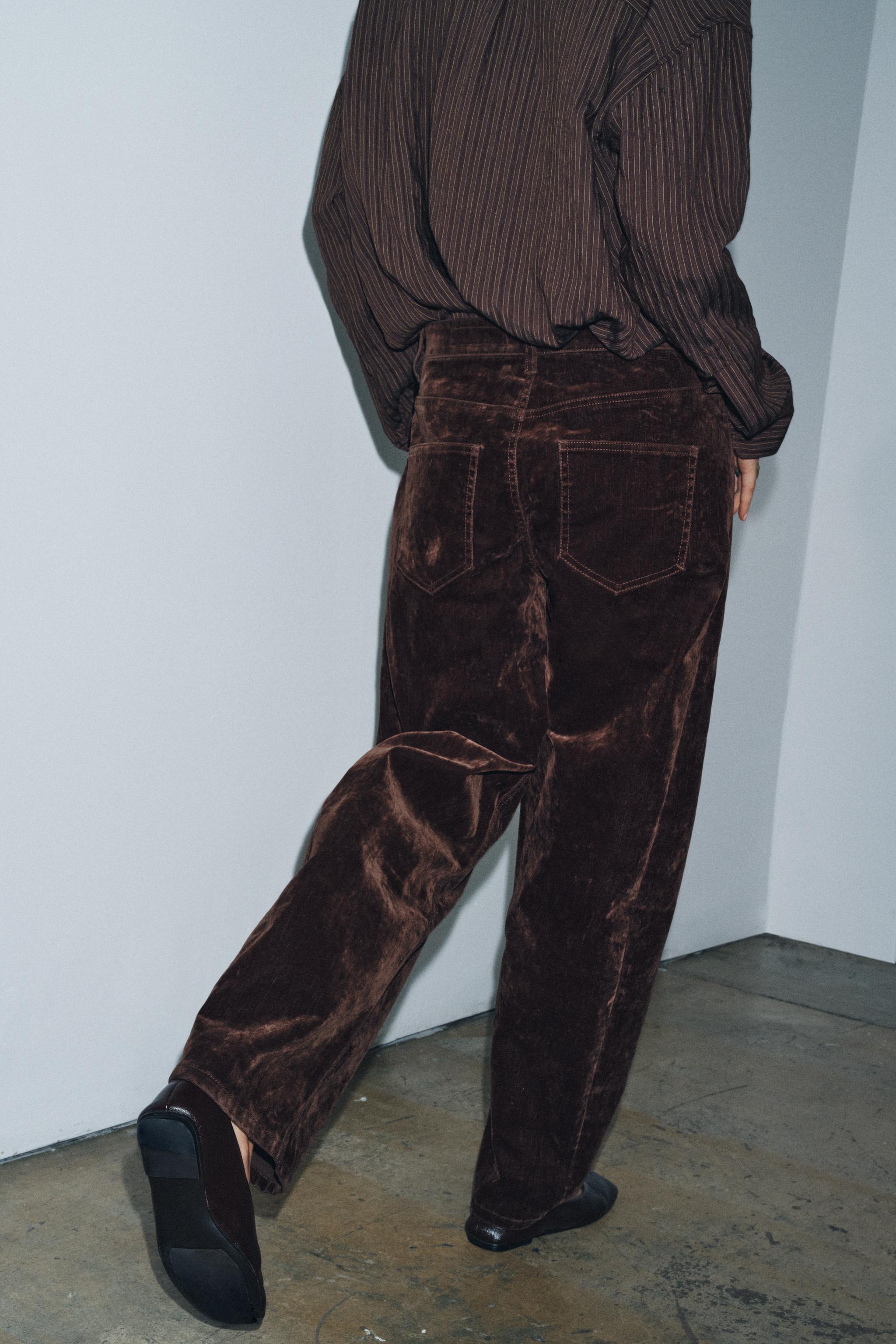 ZW COLLECTION HIGH-WAISTED FLOCKED BALLOON JEANS