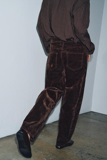 JEAN ZW COLLECTION BALLOON TAILLE HAUTE FLOQUÉ - Marron de Zara - Image 2