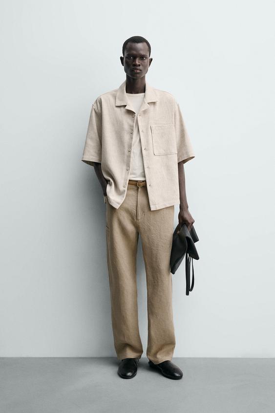 BOXY FIT TEXTURED SHIRT - Light beige by Zara - Image 0