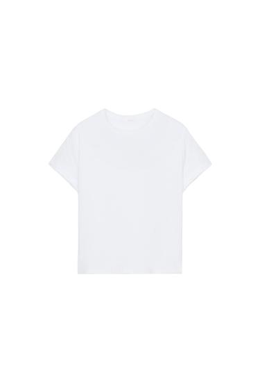 CAMISETA ALGODÓN MANGA CORTA - Blanco de Zara