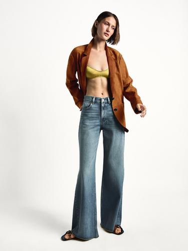 Zara Flared high-waist cotton jeans - Aquamarine