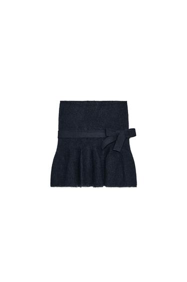 KNIT PEPLUM TOP WITH BOW