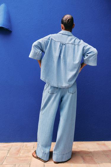 CHEMISE Z1975 DENIM MANCHES AMPLES - Bleu moyen de Zara - Image 6