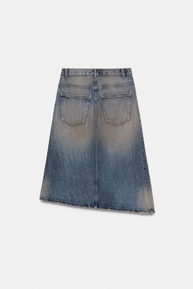 TRFアシメデニムミディスカートブルーZaraのTRFアシメデニムミディスカート - ブルー 