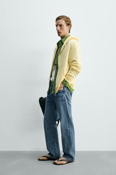 SWEAT LYOCELL - COTON ZIPPÉ À CAPUCHE - Jaune clair de Zara - Image 3