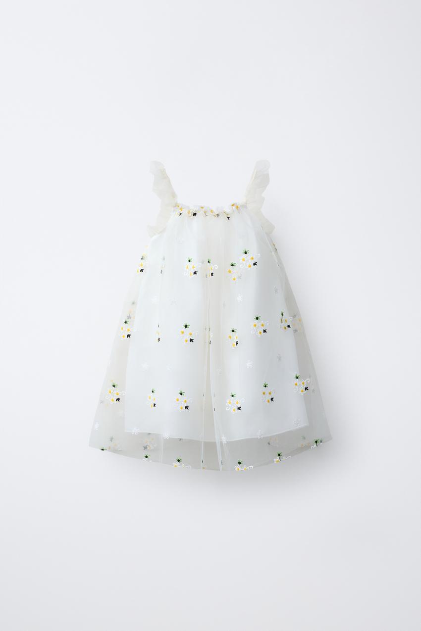 sachin and babi light blue dress Turquoise Mexican Dress for Girls, Floral Embroidered Tunic, Handmade  Muslin main image 0