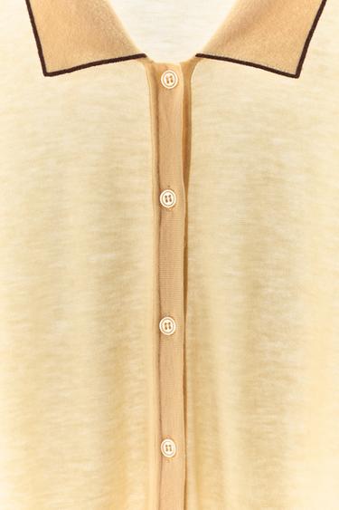 GILET POLO LAINE 100 % - Jaune de Zara - Image 4