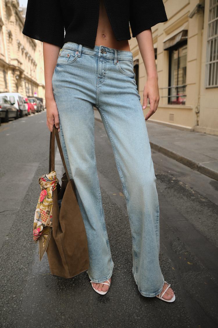 Z1975 FLARE FIT LOW-RISE JEANS Mid-blue ZARA UAE Dubai