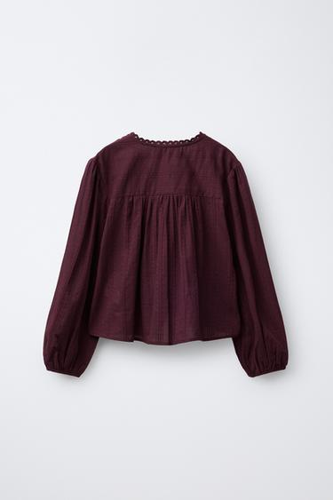 TEXTURED ROMANTIC SHIRT - Burgundy by Zara - Image 1