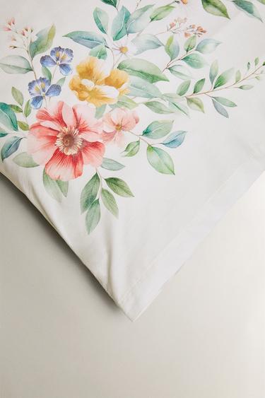 TAIE D’OREILLER COTON IMPRIMÉ FLEUR - Blanc cassé de Zara - Image 4