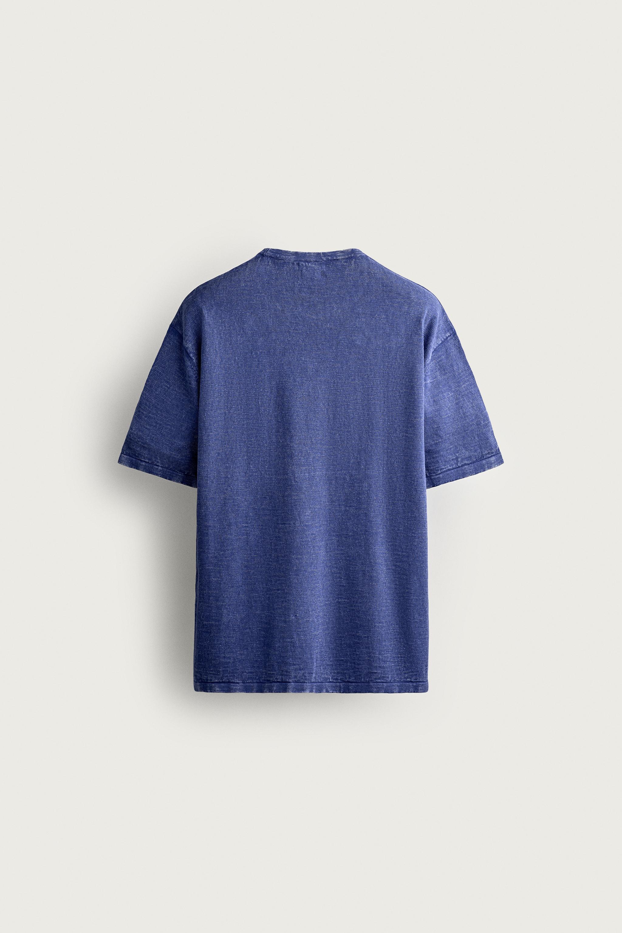 Мужские футболки Zara TEXTURED KNIT T-SHIRT — фото 8