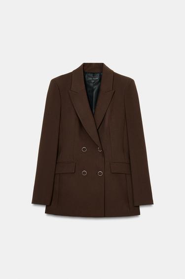 BLAZER CRUZADA HOMBRERAS - Marrón de Zara - Imagen 0