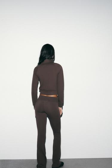PANTALON EN MOLLETON ÉVASÉ - Marron de Zara - Image 5