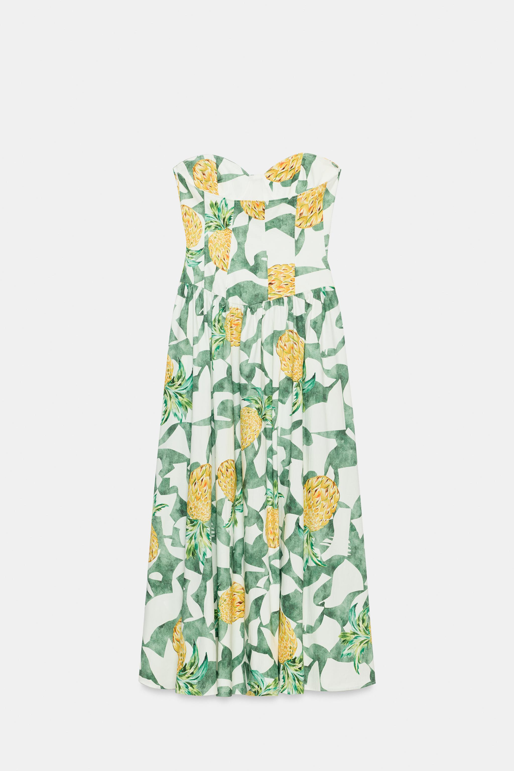 zara green leaf print dress ZARA- Green Leaf Printed Kaftan Midi Dress – Chic Couture Closet ATL