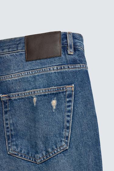 RIPPED SLIM FIT JEANS - Mid-blue by Zara - Image 9