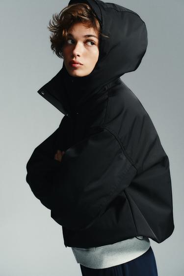 WATER-REPELLENT WINDPROOF HOODED JACKET - Black by Zara - Image 2