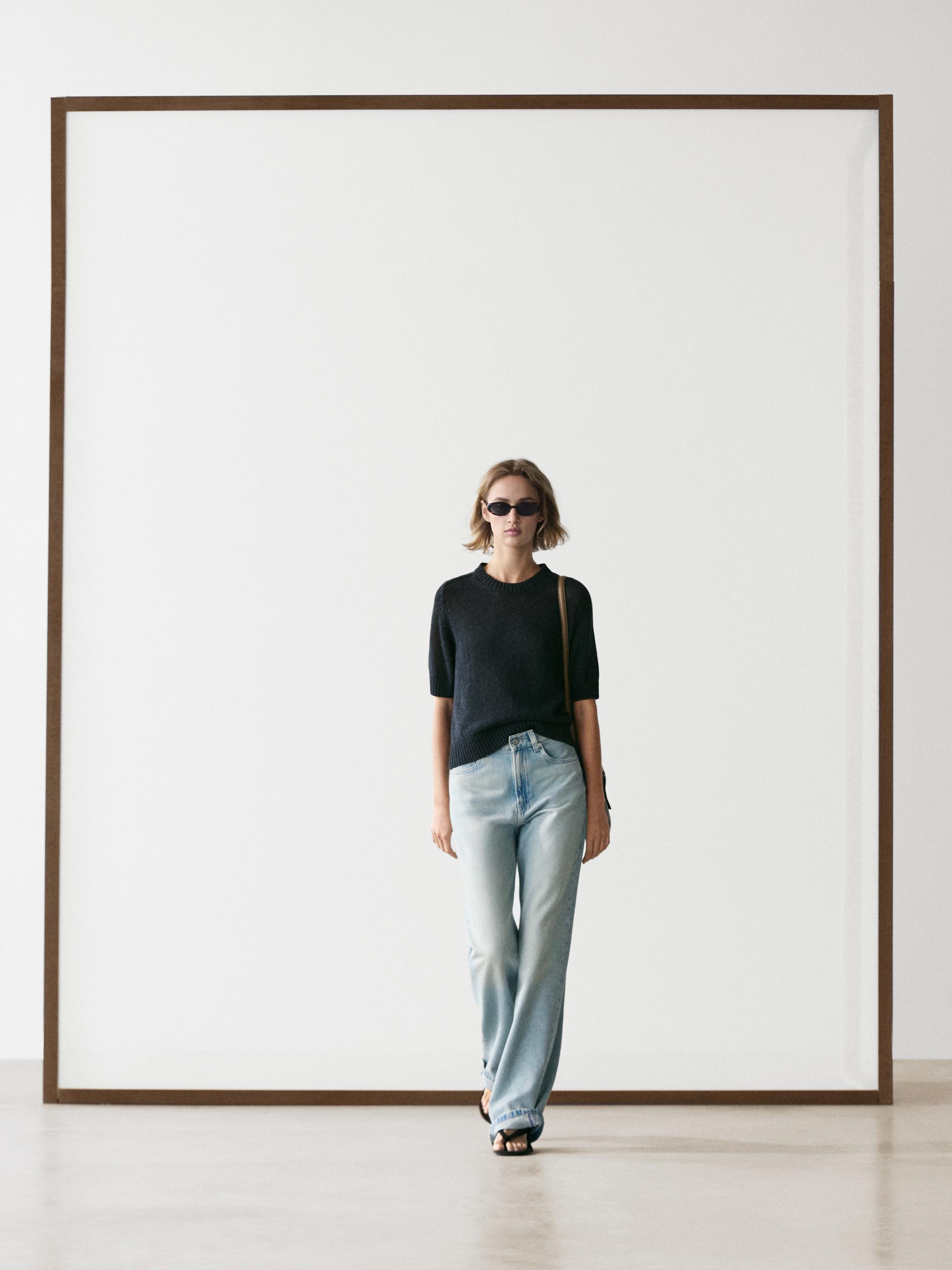 Pull en maille manches courtes