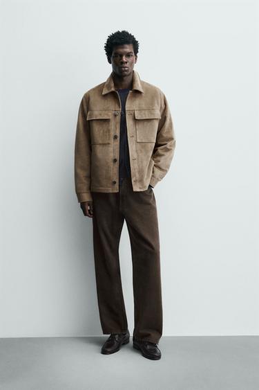 FAUX SUEDE OVERSHIRT - Sand by Zara