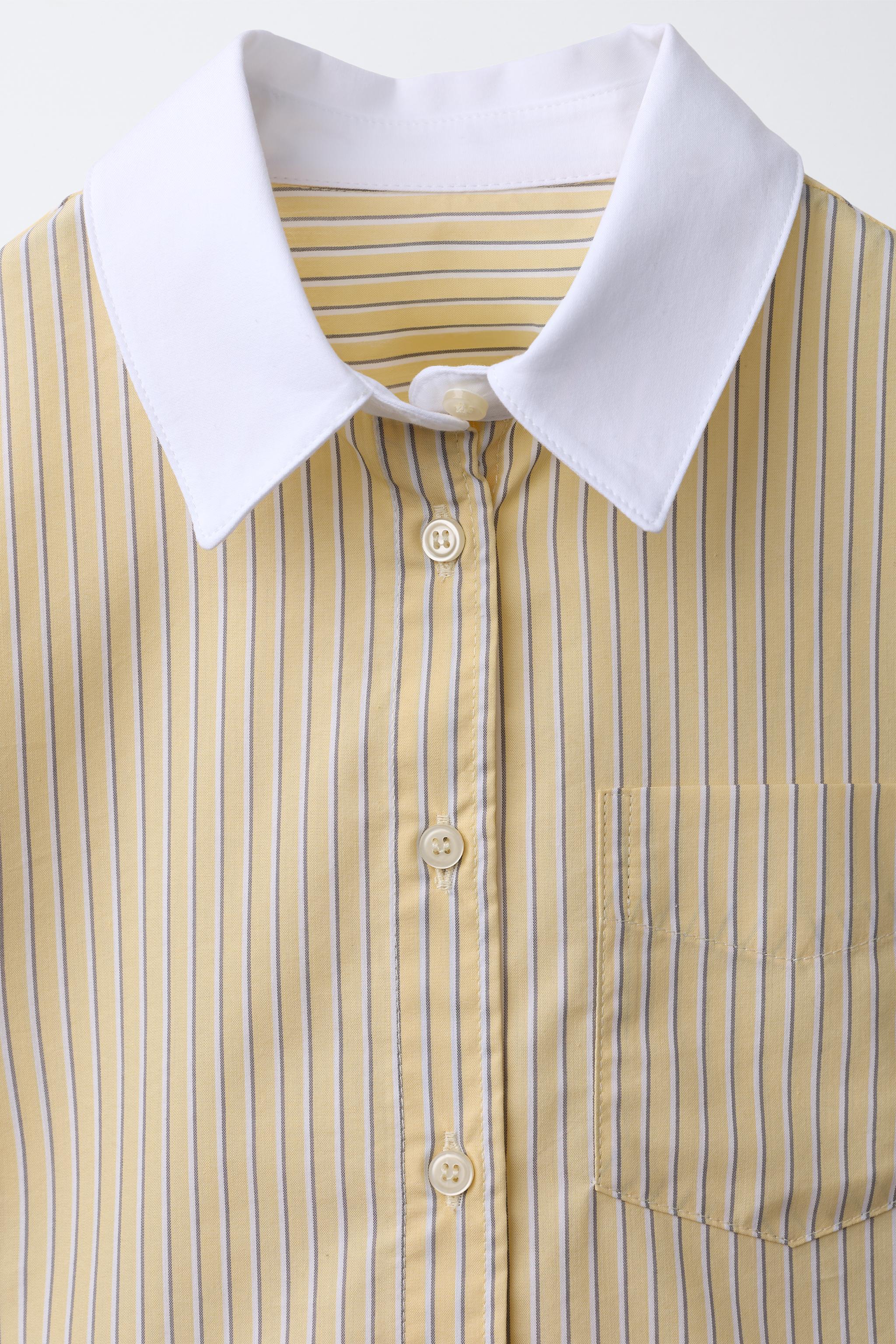 Детские рубашки Zara STRIPED BALLOON SHIRT — фото 4