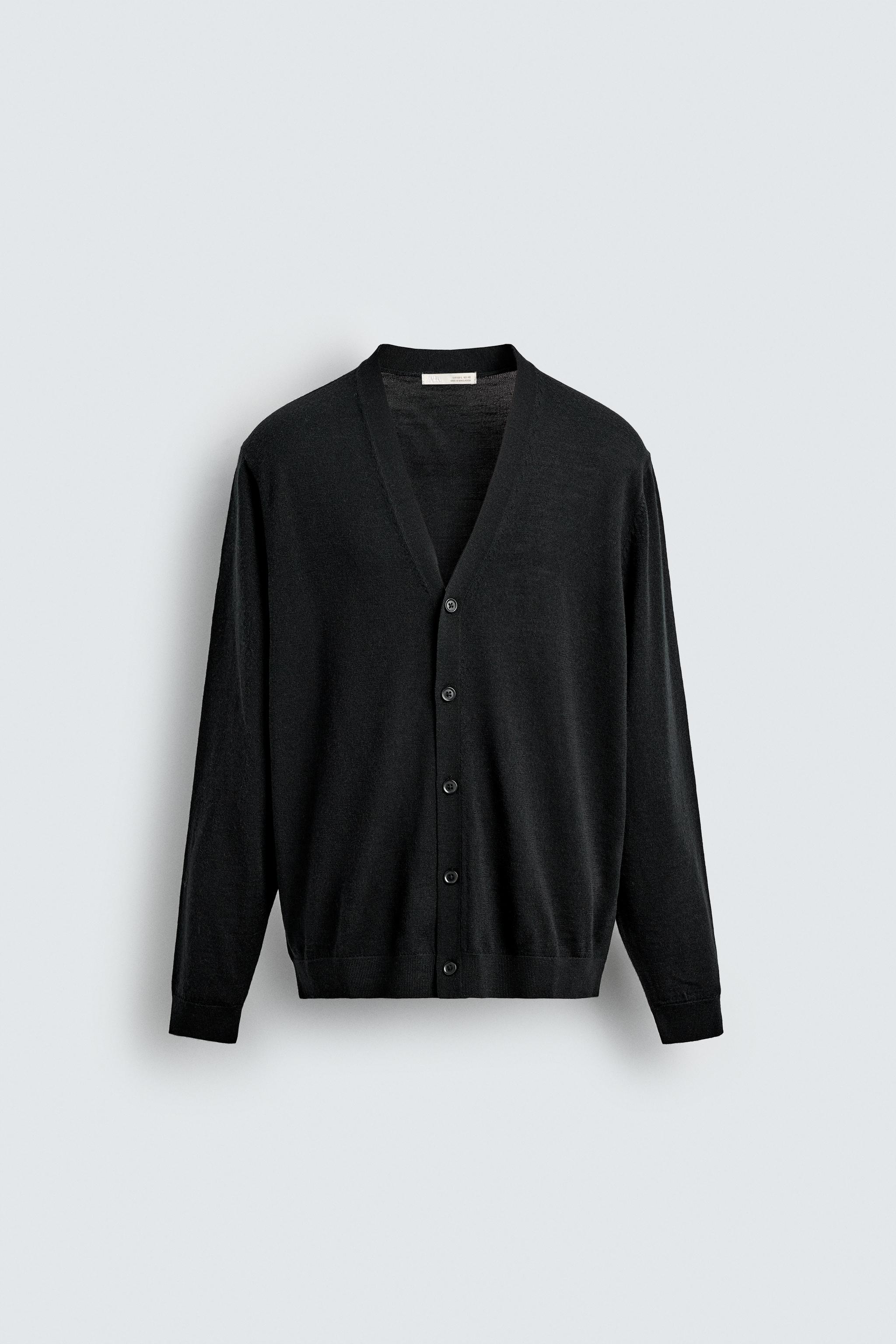 Cardigan Sweaters Zara Long Black Cardigan Embroidered Zara Black