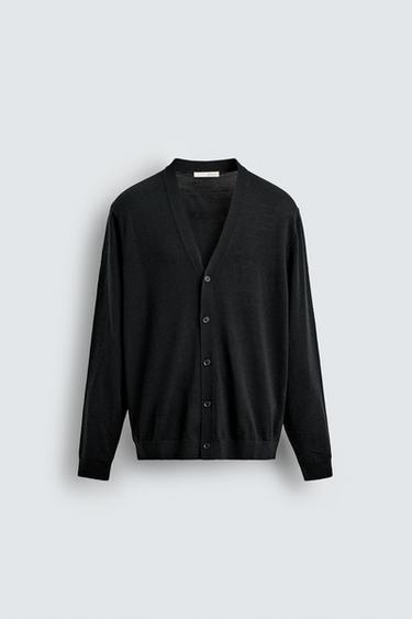 Zara 100% 羊毛開襟衫 - 黑色