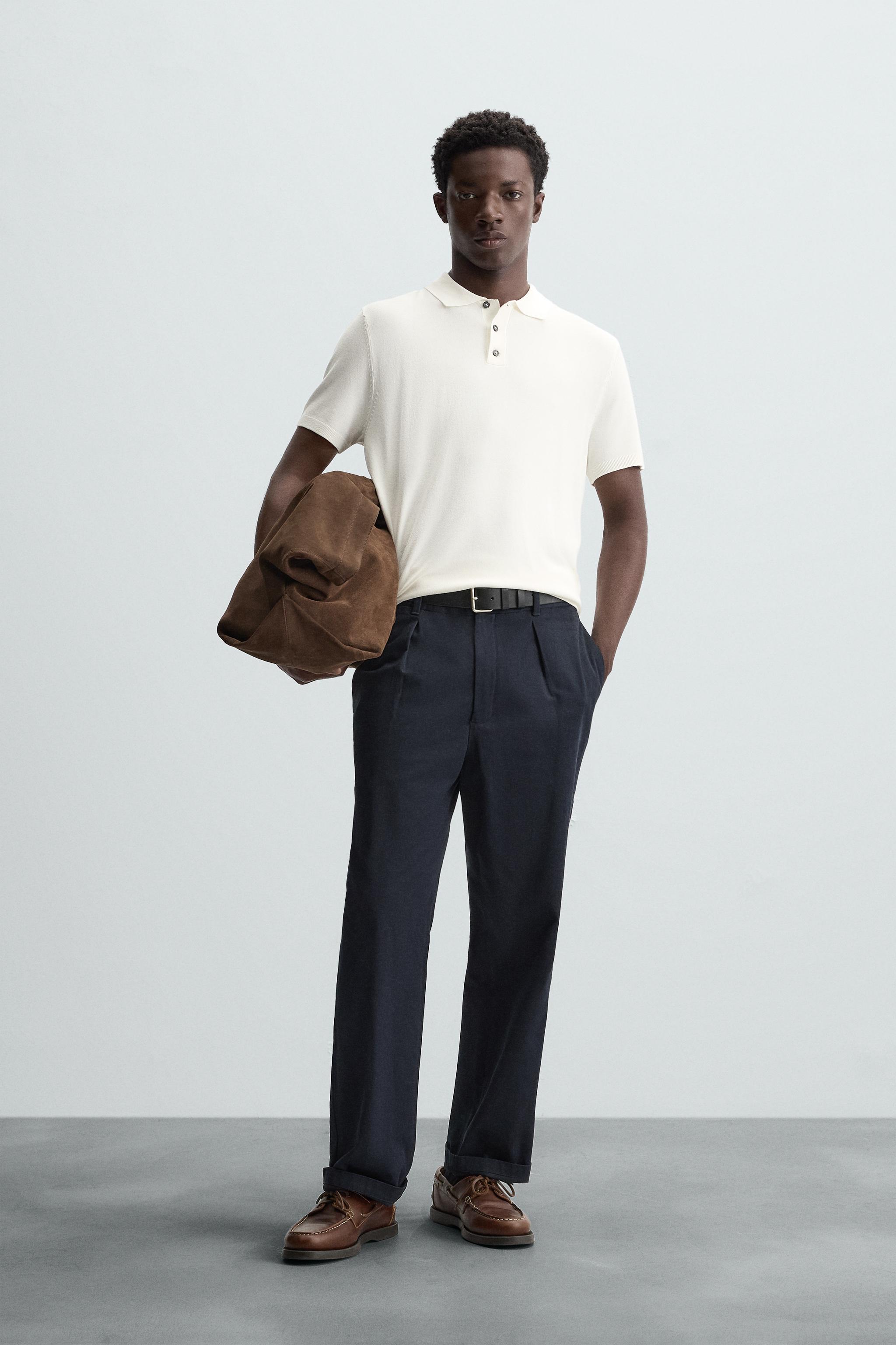 VISCOSE BLEND KNITTED POLO SHIRT - Oyster-white | ZARA South Africa