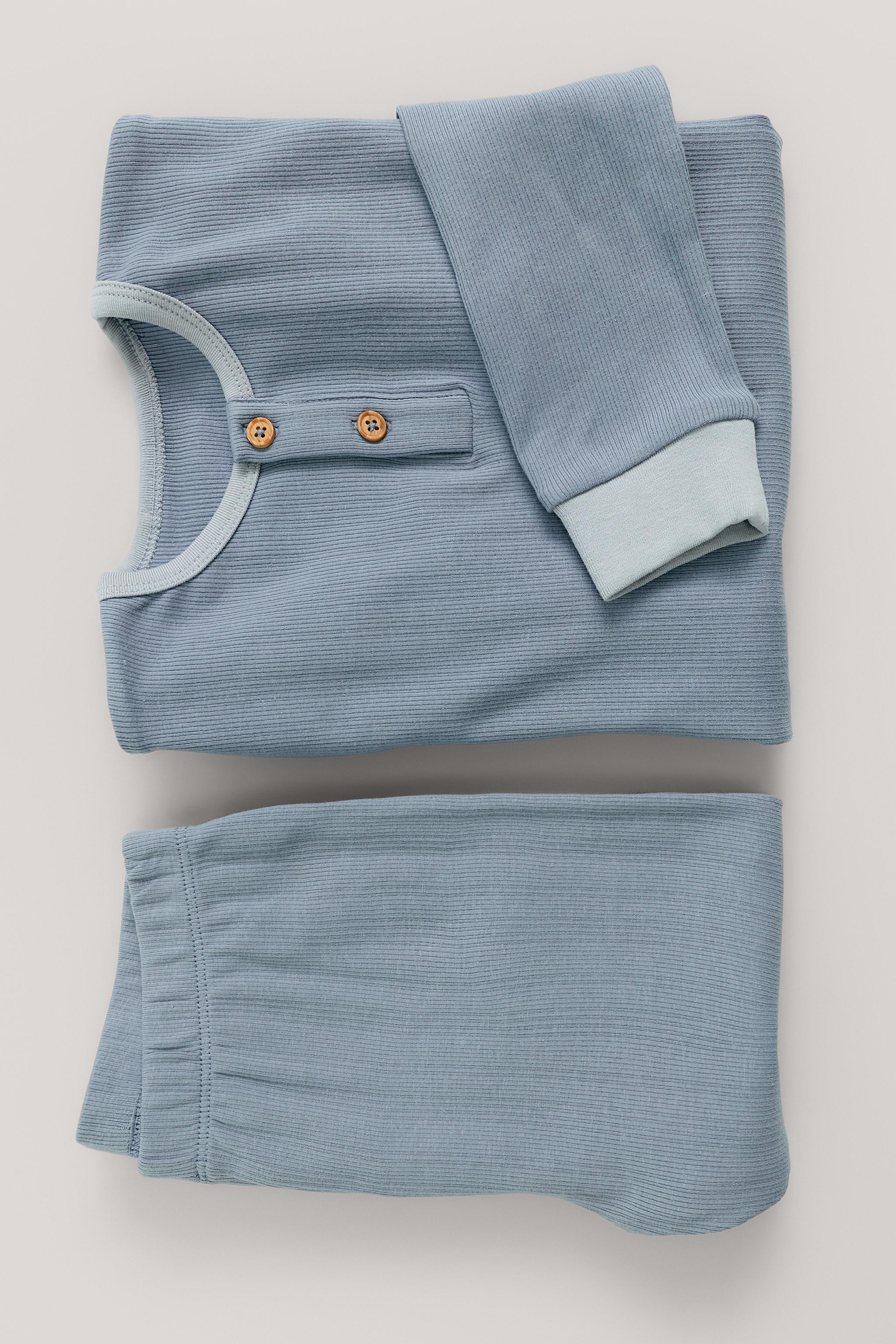 AGE 6-14 / TEXTURED PLAIN PYJAMAS — Blue