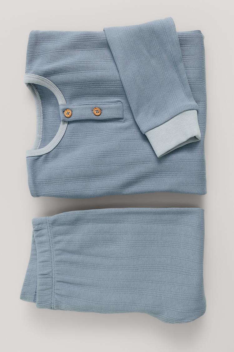 6-14 YEARS/ RIBBED PYJAMAS — Blue