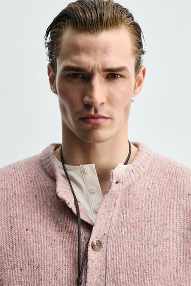 FLECKED WOOL BLEND CARDIGAN - Pink by Zara - Image 6