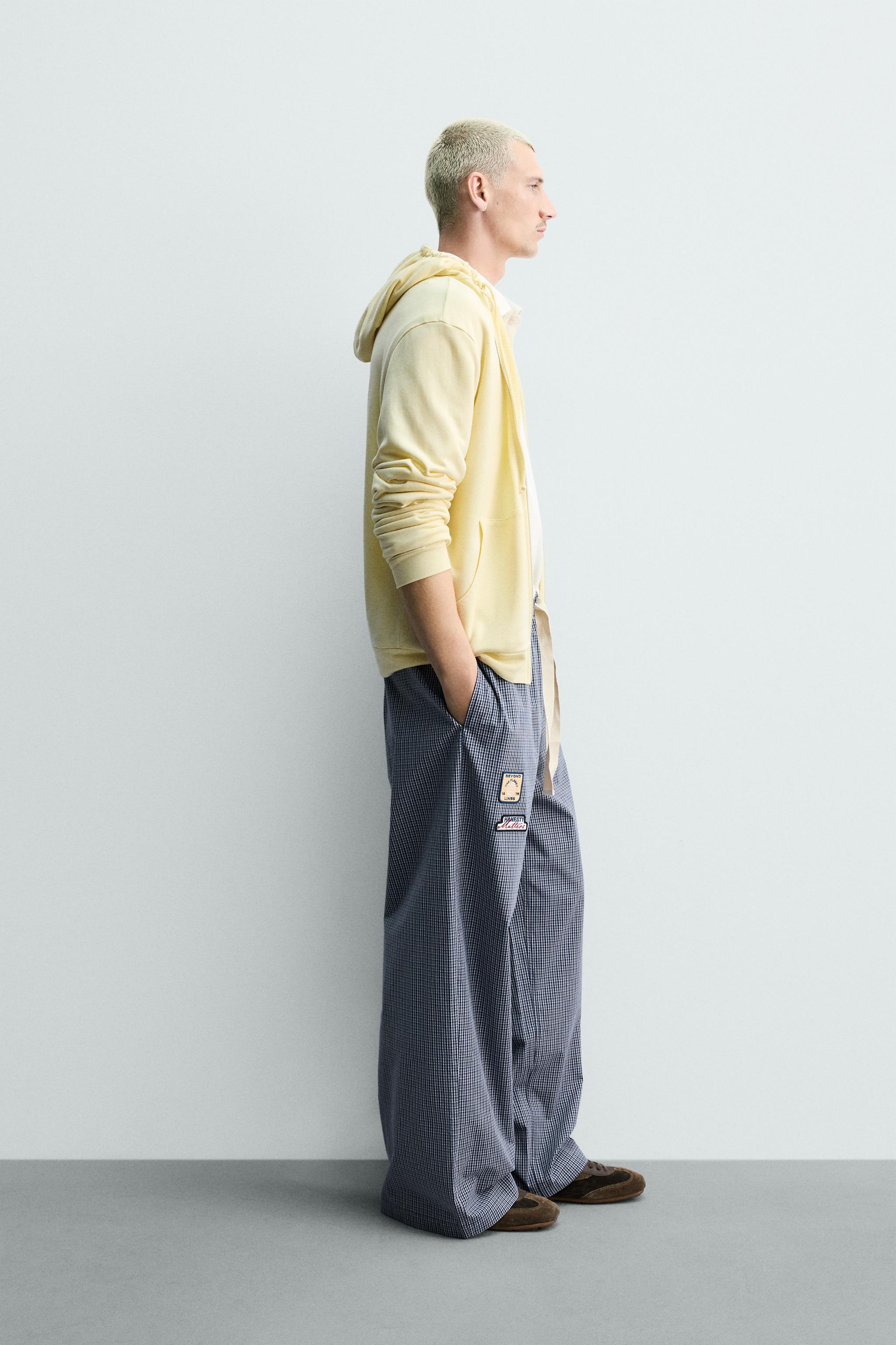 RELAXED FIT PATCHWORK CHECK PANTS