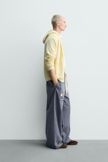RELAXED FIT CHECK TROUSERS WITH PATCHES - Navy blue by Zara - Image 3