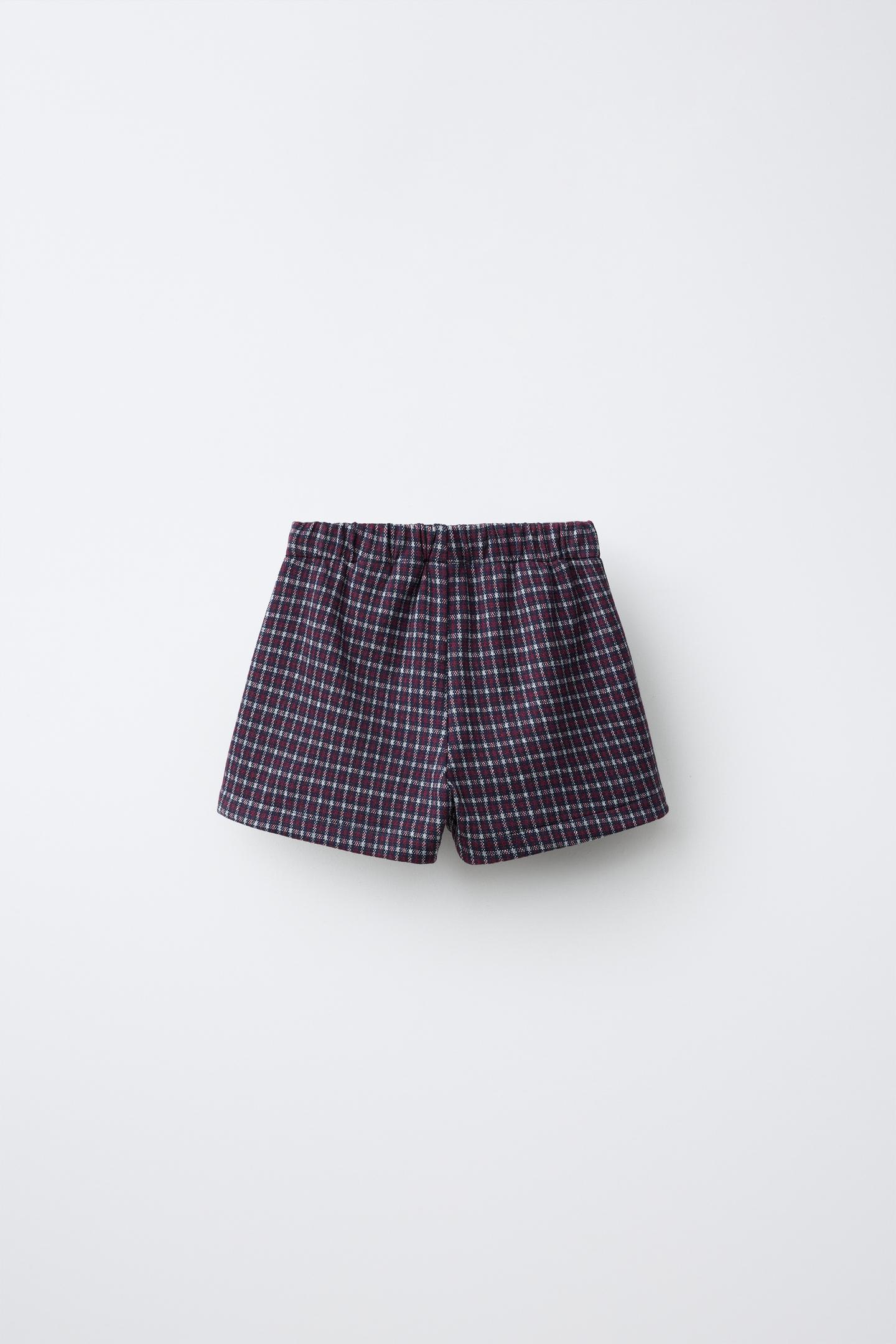 Детская юбка-шорты Zara Plaid Pleated Skort, цвет: Бордовый — фото 3
