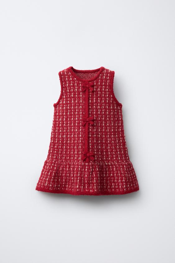 Zara - Structure Knit Dress - Red - 1 Years (33,9 Inches) - Kids