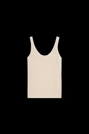 Zara LINEN KNIT TOP - Sand - Image 0