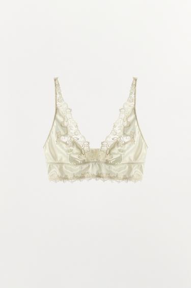 SOUTIEN-GORGE EN SATIN ET DENTELLE - Écru de Zara