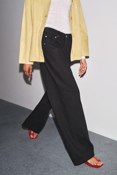 ZW COLLECTION WIDE LEG LOW-RISE JEANS - Black by Zara