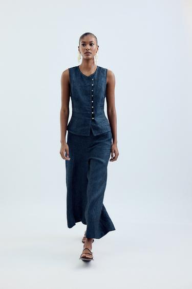 Zara LINEN CULOTTES - Indigo