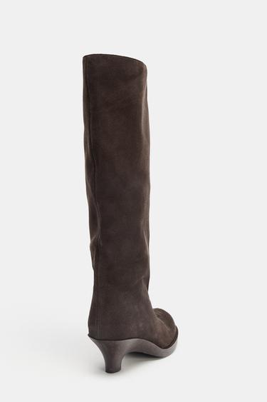 BOTTES KITTEN EN CROÛTE DE CUIR - Marron de Zara - Image 5