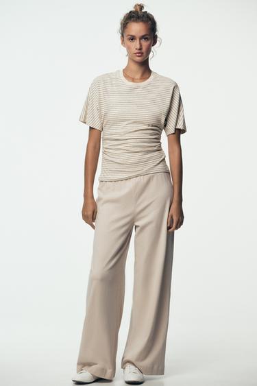RUSTIC RUCHED T-SHIRT - striped by Zara