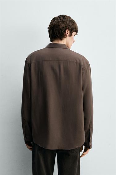 RELAXED FIT FLOWING SHIRT - Brown by Zara - Image 2
