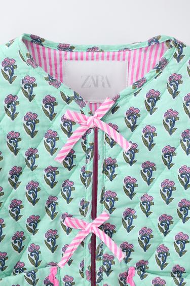 VESTE MATELASSÉE FLEURS ET NŒUDS - Turquoise clair de Zara - Image 2