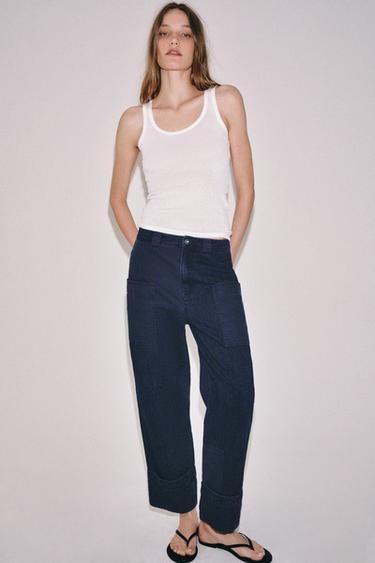 ZW COLLECTION コントラストポケットパンツブルーZaraのZW COLLECTION コントラストポケットパンツ - ブルー 