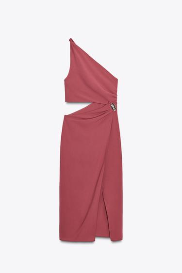 ROBE MIDI ASYMÉTRIQUE DÉCOR - Bordeaux de Zara - Image 5